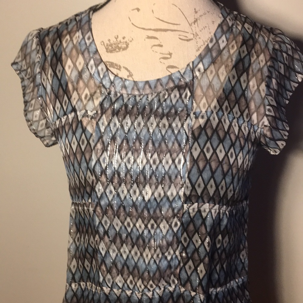 NWOT Quicksilver sheer diamond print dress w slip